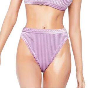 Dippin' Daisy's Ultraviolet Ultra Bikini Bottoms Medium Ribbed Velvet High Waist